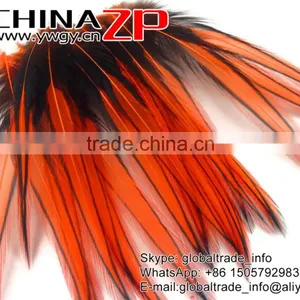 ZPDECOR Feather Bulk Sale Cheap Dyed Orange Laced Pointy Chicken Cape Feathers thumbnail-4