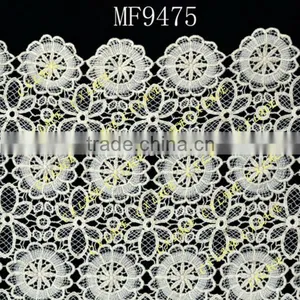 White Bridal Embroidered Tulle Lace Fabric thumbnail-1