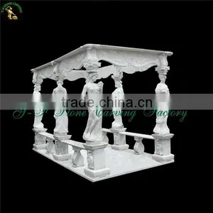 Hand Carved White Figure Marble Gazebo thumbnail-1