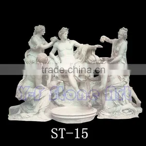 The Greece Myth Marble Art Carved Apollo Bath and 4 Maid Statue Sculpture thumbnail-1