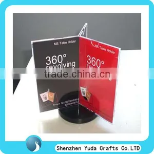 Rotable Menu Holder With Black Base Acrylic Rotating Menu Holder Acrylic Six Sides Table Tents thumbnail-1