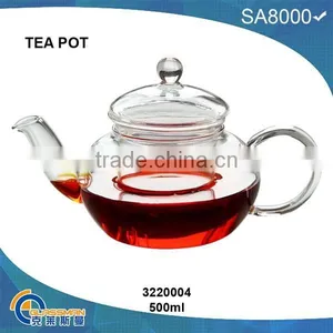 TP004(400ML),heat Resistant Clear Glass Teapot thumbnail-1
