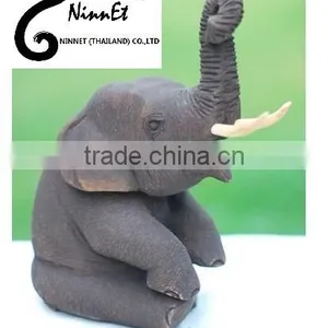 Wood Carved Elephant From Thailand thumbnail-1