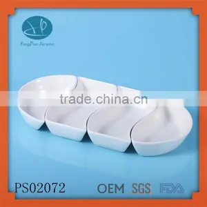 Modern Design Wholesale White Porcelain Appetizer Plates Durable Porcelain Combination Dishes ,set 4 Serving Set thumbnail-1