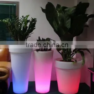 FO-9520 LED Garden Floral Pot, LED Lighted Plastic Planter, Outdoor Tall Round Flower Pot thumbnail-1