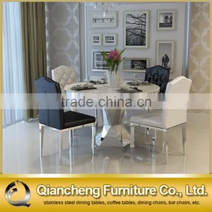 Luxury Granite Top 48 Inch Round Dining Table With Stainless Steel thumbnail-2