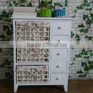Beautiful and Practical Cabinet With Wooden and Wicker Drawer thumbnail-1