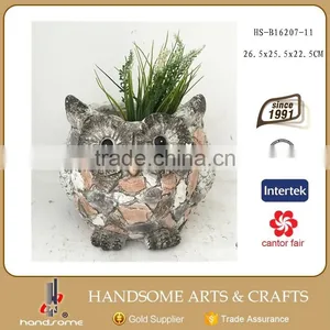 11 Inch Fiberglass Stone Garden Ornaments Owl Figurine Planter thumbnail-1