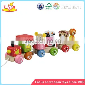 Wholesale Beautiful Pull Wooden Train Toy New Product Baby Pull Wooden Animals Train Toy W05B055 thumbnail-1