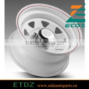 16x10 Eight Spoke Terra White With Pin Stripe Steel Wheels for 4x4, SUV & Trailers thumbnail-2