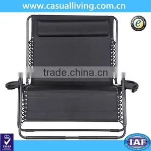 Outdoor Chaise Lounge Folding Chair With Cup Holder thumbnail-1