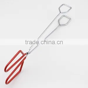 Red Rubber Handle Scissor Food Serving Tongs/ BBQ Tongs thumbnail-6