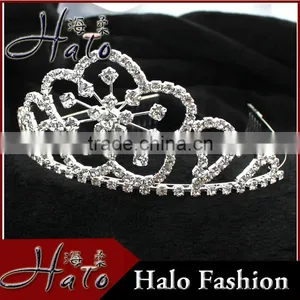 H172-020 Floral Crystal Silver Tiara Flower Tiaras Silver Hair Accessories thumbnail-1