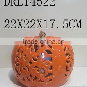 Hollow Pumpkin Ceramic Lantern Festival Holloween Decorations thumbnail-1