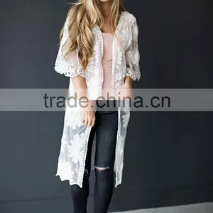 Long Cardigan Women Floral Lace Cardi For Women Beach Wear thumbnail-3
