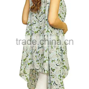 Summer Beach Wear Sleeveless Sexy Vest Flower Printed Cover up Lady Kimono Style Polyester Vintage Boho Clothing thumbnail-4