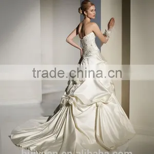 New Style Lace Satin Puffy Princess Ball Gown Wedding Dress thumbnail-2