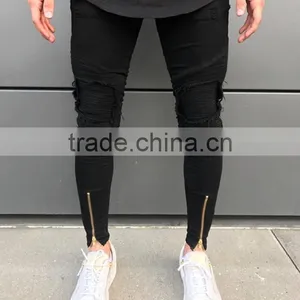 New Fashion Custom Zipper Design Top 10 Jeans Brands Men Ripped Skinny Jeans Wholesale thumbnail-5