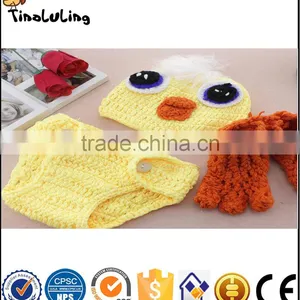 Duck Crochet Quality 3pcs Yellow Outfits Hat+Diaper+Shoes Photographie Props For Newborn Baby Suits thumbnail-2