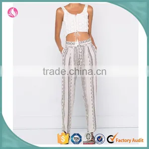 Fashion Bohemian Chiffon Cheap Ladies Loose Long Girl Wide Leg Casual Summer Beach Palazzo Blouse Coat Pant thumbnail-1