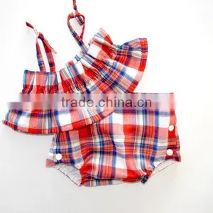 Baby Swimwear Blue Yellow and Aqua Stitching 2 Piece Suit Girl Swimsuit thumbnail-5