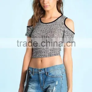 Ribbed Cold Shoulder Trend Crop Top Women Tank Tops in Bulk thumbnail-3