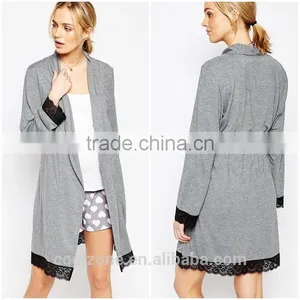 Regular Fit Long Sleeve Jersey Sleeping Robe for Women,maternity Lace Trims Robe 2016 thumbnail-1