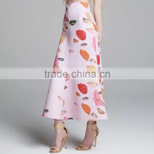 2015 New Fashion Sulty Lips Print Midi Long Women Skirt Wholesale thumbnail-5