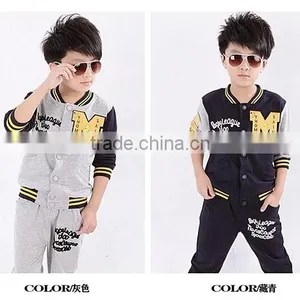 Fashion New New Style Boys Clothing Set Kids Letter M 2 Pcs Cotton Coat And Child Pants For Fall And Winter Wear thumbnail-1