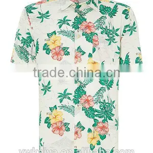 2014 Fashion Floral Print Short Sleeve Casual Shirt for Man thumbnail-1