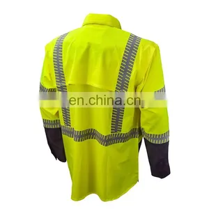 Custom Mens Mechanic UV Sun Protective Work Shirt With Reflective Shirts Pants Design Clothing thumbnail-3