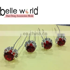 Elegant Red Rhinestone Hair Pin Stick Hair Bun Hair Fork thumbnail-1