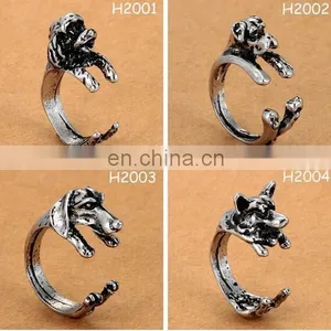 10 Styles Dog Ring Vintage Animal Puppy Wrap Ring Open Adjustable Resizeable thumbnail-2