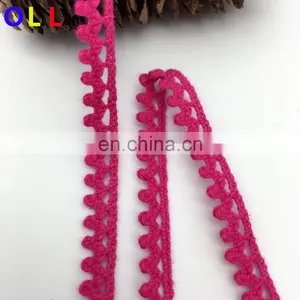 OLCT071 0.8cm Fashion Pink Cotton African Tulle Lace Crochet Guipure for Ladies Clothes thumbnail-3