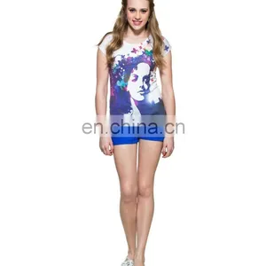 2015 Factory Direct Price Wholesale 100% Cotton Plain Women Long Sleeve t Shirt Dreamy Butterfly Girl Print White T-shirt thumbnail-1