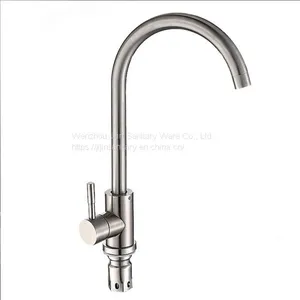304 Stainless Steel Faucet Kitchen Faucet Hot and Cold Water Mixing Valve Rotary Drawing Sink Faucet thumbnail-2