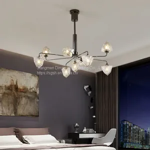 New European Modern Simple Bedroom Chandelier Creative Crystal Glass Lamp Shade Chandelier Living Room Chandelier Personality Atmosphere thumbnail-4