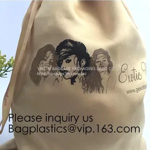 Customized Satin Hair Bag,Small Recyclable Gift Bag,Double Satin Drawstring Bag,Luxury Shinny Cream Satin Pouch With Ribbon thumbnail-1