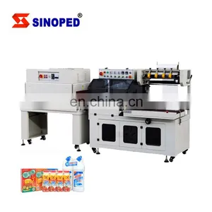 PET Plastic Bottle Can Conveyor PE Film Wrapping Cutting Shrink Tunnel Machine Production Line thumbnail-1