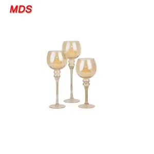 Amber Goblet-shaped Glass Candle Holder With Amber Stem thumbnail-1
