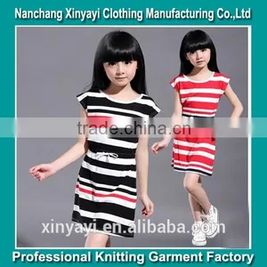 Wholesale Cotton 100% Fabric With Stripe Baby Girl Summer Dress Casual Style thumbnail-1