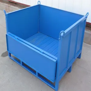 Large Warehouse Storage Galvanized Foldable Logistics Turnover Box Steel Pallet Box thumbnail-4