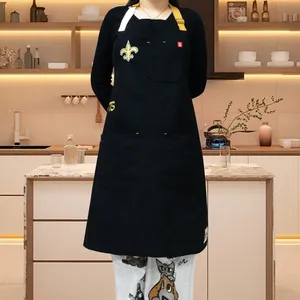 Adjustable Strap Kitchen Aprons Multi Pockets Full Length Stain Resistant Household Cooking Service Aprons thumbnail-1