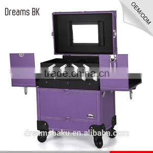 360 Degree Professional Rolling Wheels Trolley Makeup Case for Travel Cosmetic Display Case thumbnail-3