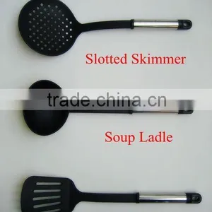 Passing SGS Senior 7-pieces Black Nylon Kitchen Utensil Set With Stainless Steel Hollow Handle and Metal Stand 001A thumbnail-4