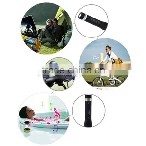 Round Portable Bluetooth LED Flashlight Riding Bike Speaker With Torch Holder thumbnail-4