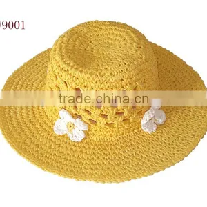 Flower Trim Fruit Kid Straw Hand Weave Hat thumbnail-3