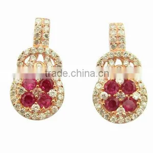Fashion Rose Gold Plated Charm Guitar Silver Jewelry Set thumbnail-3