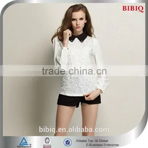 New Fashion Long Sleeve White Elegant Blouse in Lace thumbnail-1
