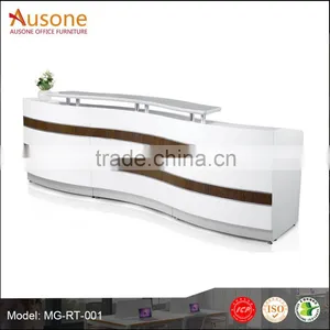 Hot Sale Modern High Gloss White Curved Reception Desk thumbnail-1